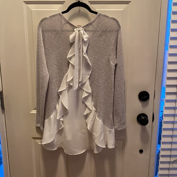 C Gray and White Sheer Shirt - Picture 2 of 7